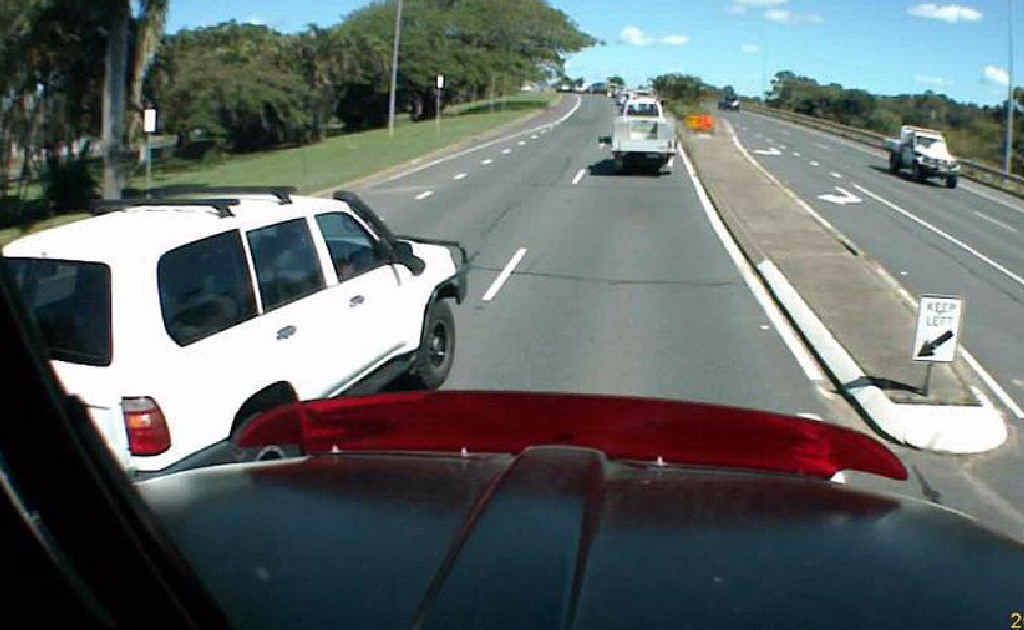 More and more motorists are using fixed video cameras on the front and back of their vehicles to record their trips. The imagery is downloaded to be later used as evidence in the case of a crash. These contributed images, taken by a truck driver on Nebo Rd and the Peak Downs Hwy, show some of the alarming moves drivers see on a regular basis. More and more motorists are using fixed video cameras on the front and back of their vehicles to record their trips. The imagery is downloaded to be later used as evidence in the case of a crash. These contributed images, taken by a truck driver on Nebo Rd and the Peak Downs Hwy, show some of the alarming moves drivers see on a regular basis.